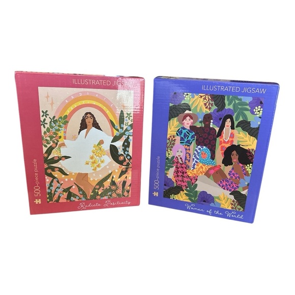 Illustrated Jigsaw Puzzle Bundle -“Radiate Positivity” & “Women of the World” - Picture 1 of 4